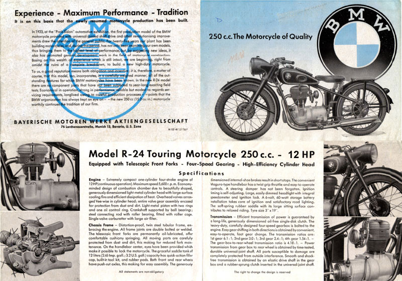  BMW R24 sales brochure. The first image below shows the layout of the 